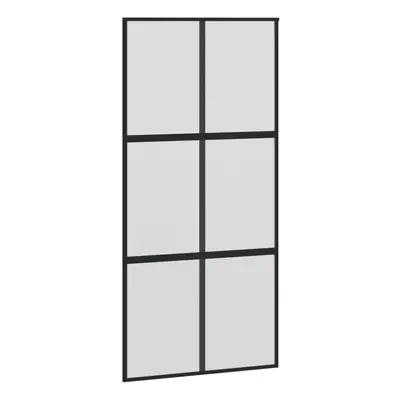 vidaXL Sliding Door Interior Barn Door Black Tempered Glass and Aluminium