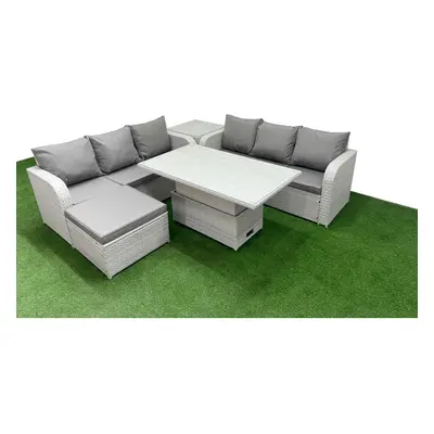 Fimous Outdoor Garden Furniture Sets Seater Wicker Rattan Furniture Sofa Sets with Big Footstool