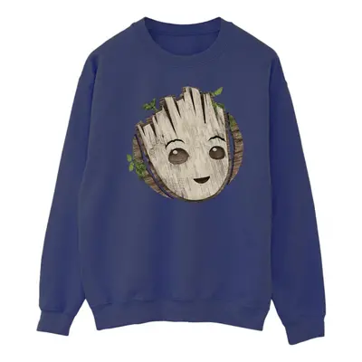 (4XL, Navy Blue) Marvel Mens I Am Groot Wooden Head Sweatshirt