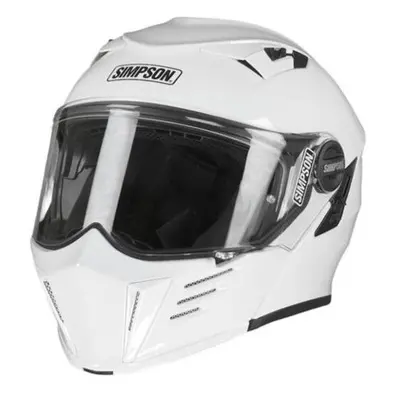 (M) Simpson Darksome Solid ECE 22.06 Flip-Up Helmet White