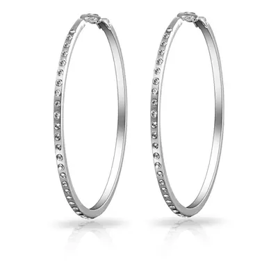 Silver Plated 50mm Hoop Earrings Created with Swarovski Crystals