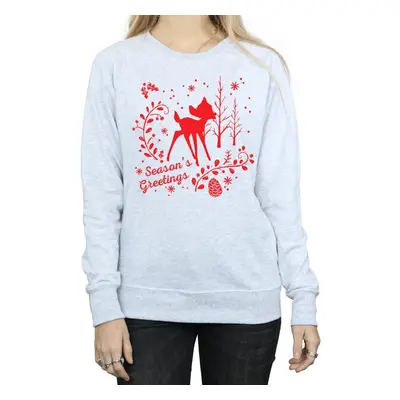 (M, Sports Grey) Disney Womens/Ladies Bambi Christmas Greetings Sweatshirt