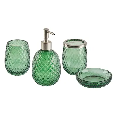 4-Piece Bathroom Accessories Set CANOA Glass Green