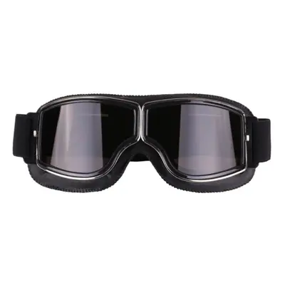 (Black-Grey) Retro Style Vintage Motorcycle Goggles Helmet Protective Eyewear for Outdoor Sports