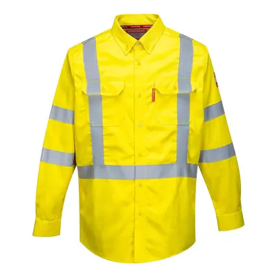 (3XL, Yellow) Portwest Mens Bizflame Hi-Vis Flame Resistant Shirt