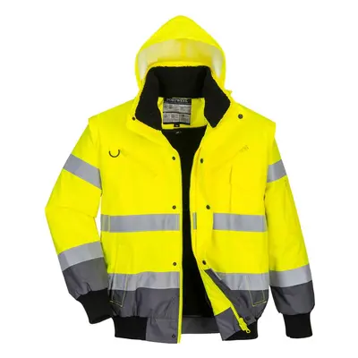 (XL, Yellow/Grey) Portwest Mens In Hi-Vis Bomber Jacket