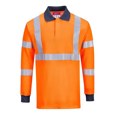 (S, Orange) Portwest Mens Flame Resistant Hi-Vis Safety Polo Shirt