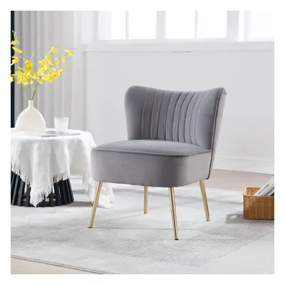 (Grey) Modern Accent Chair Armless Stylish Velvet Plush