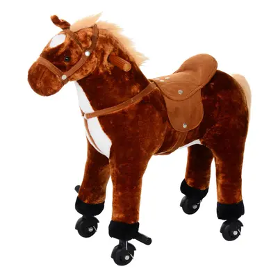 HOMCOM Child Mechanical Walking Ride on Horse Toy Plush Walk Pony Sound