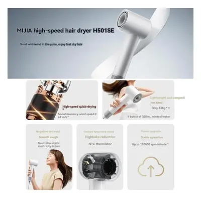 (white, US Plug) Xiaomi Mijia H501 Se High Speed Hair Dryer 62m/s Wind Speed Negative Ion Hair C