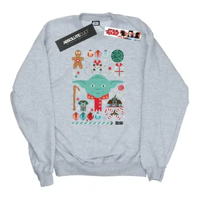 (M, Sports Grey) Star Wars Mens Yoda Christmas Sweatshirt