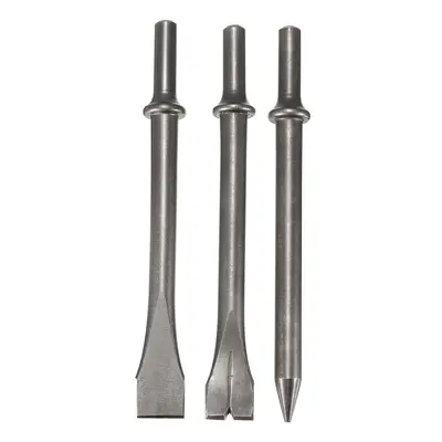 3 Pcs 7'' Length Air Hammers Punch Chipping Chisel Set Round Bar Tool Accessory