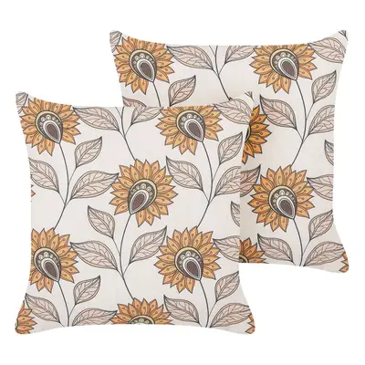 Set of Cushions Floral Pattern x cm Multicolour TUBEROSE