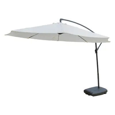 (Cream Parasol With Base) KCT 3m Garden Patio Cantilever Parasol and Base