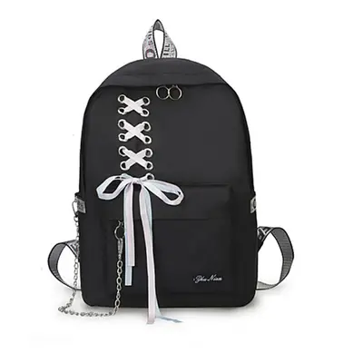 (Black) 15L Canvas Backpack Student School Rucksack Shoulder Bag Outdoor Travel