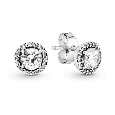 Pandora Timeless Silver Stud Earrings With Clear Cubic Zirconia 296272CZ For Women