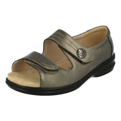 (UK 4.5, Pewter (Grey)) Ladies Padders Casual Sandals Shore2 - EEEE Fit