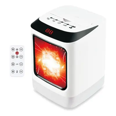 (UK Plug, Remote Control) 1000W Smart Portable PTC Ceramic Heater with Remote, Timer, Night Ligh