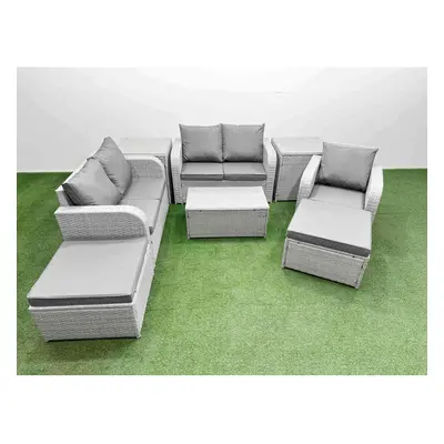 Fimous High Back Poly Rattan Garden Furniture Set with Rectangular Coffee Table Indoor Outdoor P