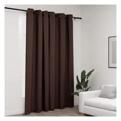 vidaXL Linen-Look Blackout Curtain with Grommets Taupe 290x245cm Drape Blind