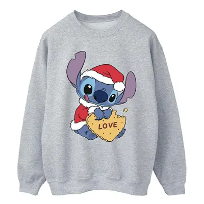 (XXL, Sports Grey) Disney Mens Lilo And Stitch Christmas Love Biscuit Sweatshirt