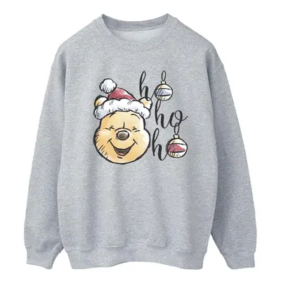 (L, Sports Grey) Disney Mens Winnie The Pooh Ho Ho Ho Baubles Sweatshirt