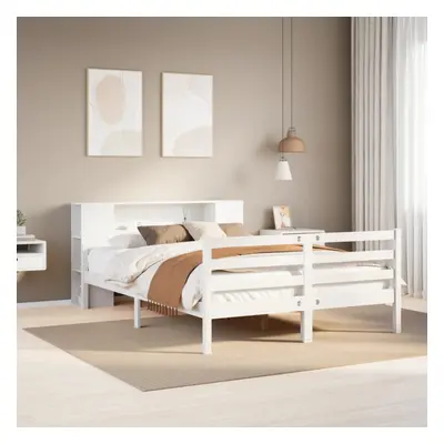 vidaXL Bookcase Bed without Mattress White 150x200 cm King Solid Wood Pine