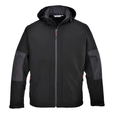 (XL, Black) Portwest Mens Hooded Soft Shell Jacket