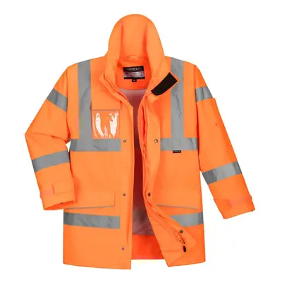 (3XL, Orange) Portwest Mens Rain Hi-Vis Safety Jacket