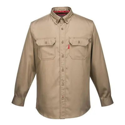 (4XL, Khaki) Portwest Mens Bizflame Shirt