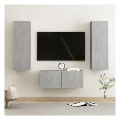 vidaXL TV Cabinet Set Piece Concrete Grey Chipboard Home TV Stand Cabinet