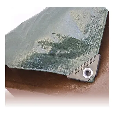 (4M x 4M) Brown/Green Heavy Waterproof Tarpaulin Sheet Tarp Cover With Eyelets