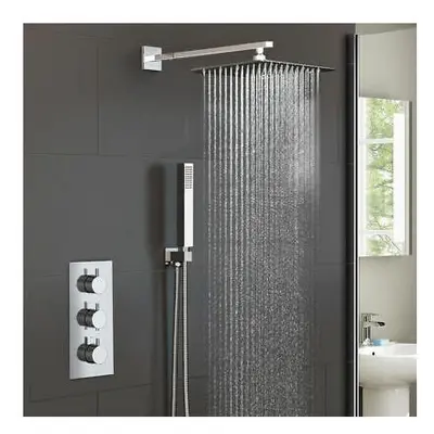 Calla Square Concealed Thermostatic Mixer Valve Hand Held 300mm Shower Head Set