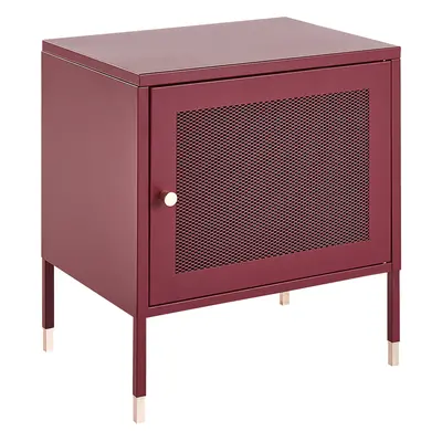 Bedside Table OSSETT Metal Dark Red