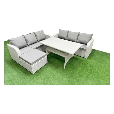 Fimous Outdoor Garden Furniture Sets Seater Wicker Rattan Furniture Sofa Sets with Big Footstool