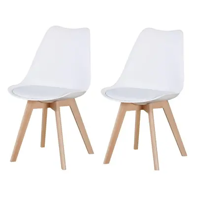 Bendal Pair of Dining Chair in White and Beech Finish