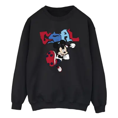 (S, Black) Disney Mens Mickey Mouse Goal Striker Pose Sweatshirt