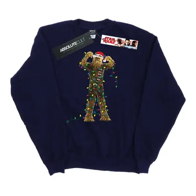 (L, Navy Blue) Star Wars Womens/Ladies Chewbacca Christmas Lights Sweatshirt