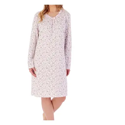 (Grey, 10/12) Slenderella ND02100 Women's Ditsy Print Long Cotton Nightdress