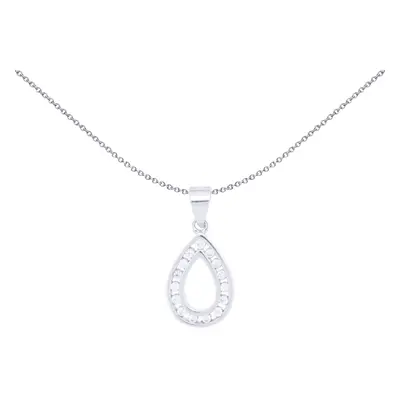 Jewelco London Rhodium Silver Round CZ Channel Set Avocado Charm Pendant - APD217