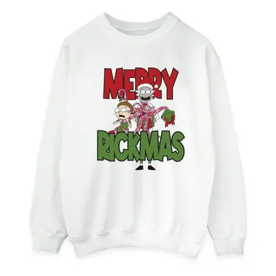 (M, White) Rick And Morty Mens Merry Rickmas Sweatshirt