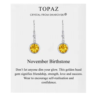 November Birthstone Drop Earrings Created with Topaz Swarovski Crystals