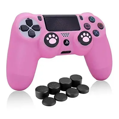 HLRAO PS4 Controller Skin Pink, Anti-Slip Grip Silicone Cover Protector Case Compatible for PS4/