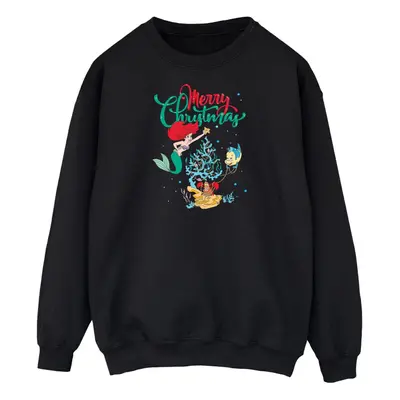 (4XL, Black) Disney Mens Princess Ariel Merry Christmas Sweatshirt