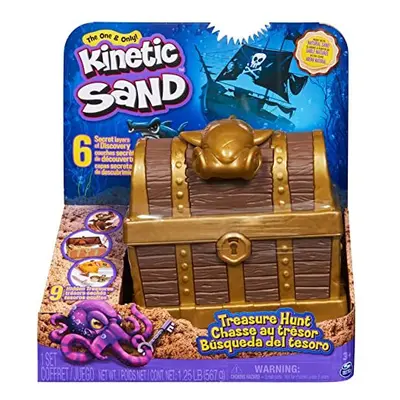 Kinetic Sand, Treasure Hunt Playset with Surprise Reveals, 567g Brown and Rare Shimmer Gold Play