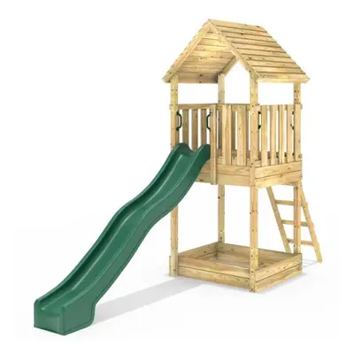 (Tower with Wooden Roof) Rebo Modular Wooden Climbing Frame Adventure Playset