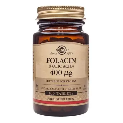 Solgar Folic Acid Essential Support for Pregnancy and Overall Health mcg Tablet 100's