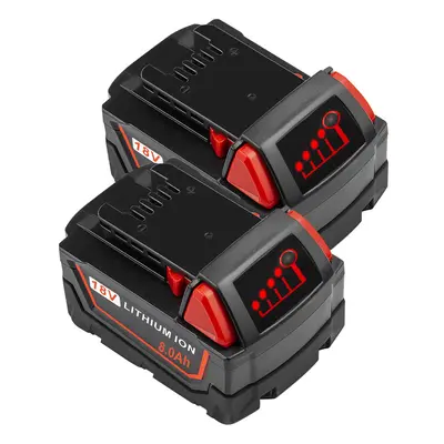 2Pack 18V 8000mAh Replacement Battery for Milwaukee M18 48-11-1850 48-11-1820 48-11-1850 48-11-1