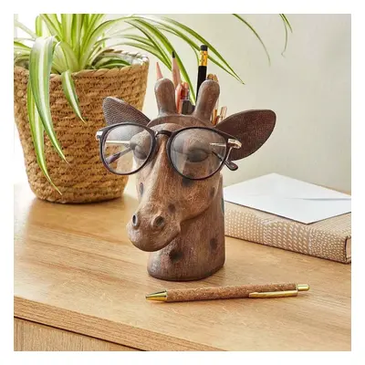 Giraffe Head Pot &Reading Glasses Stand Holder Pencil Storage Ornament