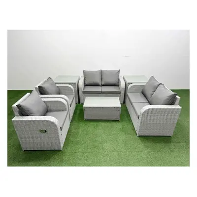 Fimous Seater Outdoor Reclining Chair Love Sofa Set Rattan Garden Furniture Set with Rectangular